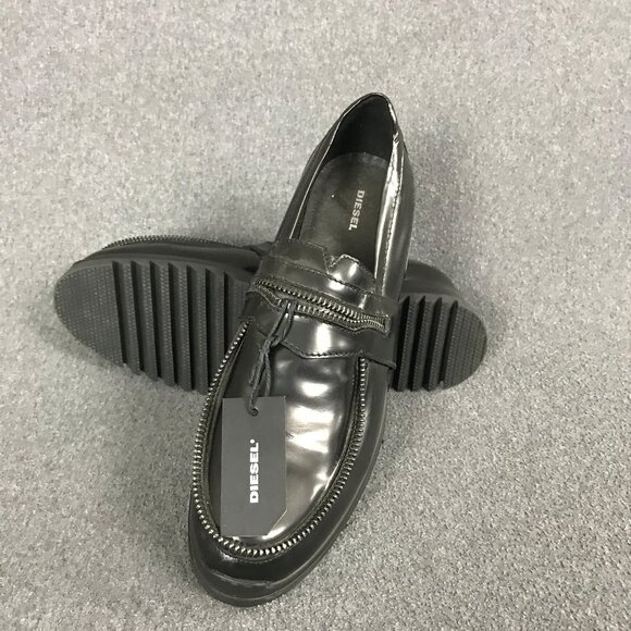 NWT Men's Size EU 43 US 10 Diesel EDGEKORE D-Whiper Black Leather Loafers - Picture 1 of 10